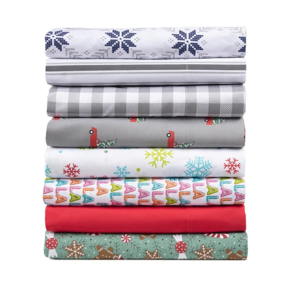 2 SETS XMAS SHEETS Two-Pack NEW Easy Living Holiday Microfiber Sheet Set - Picture 4 of 17